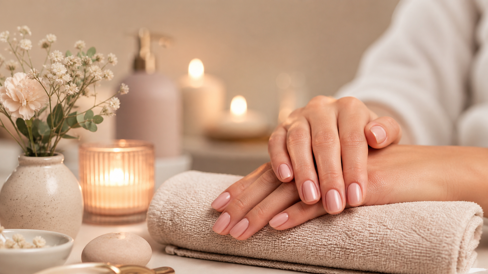 Warm manicure spa setting at Glitter Spa Beaches in Toronto.